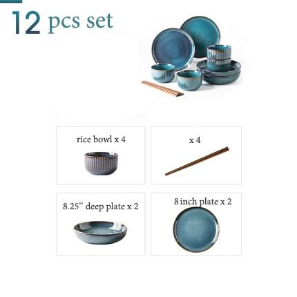 River Blue Ceramic Porcelain Dinnerware Set