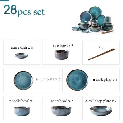 River Blue Ceramic Porcelain Dinnerware Set