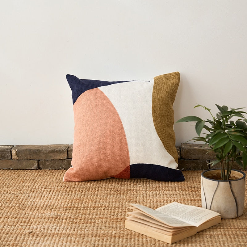 Square Colorful Geometric Pillow