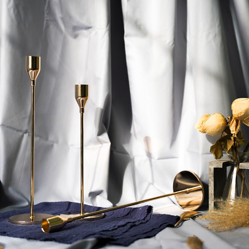 thin Vintage Gold Candle Holders