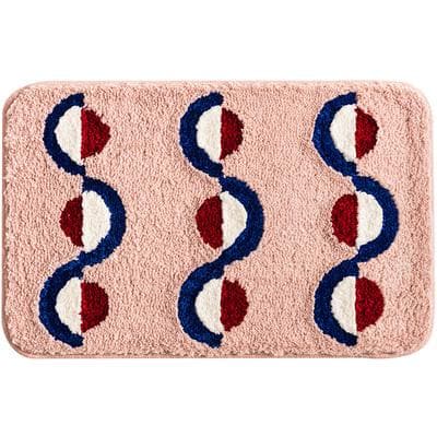 bath mat geometric soft blush blue red