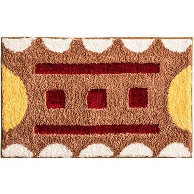 bath mat geometric soft brown yello red