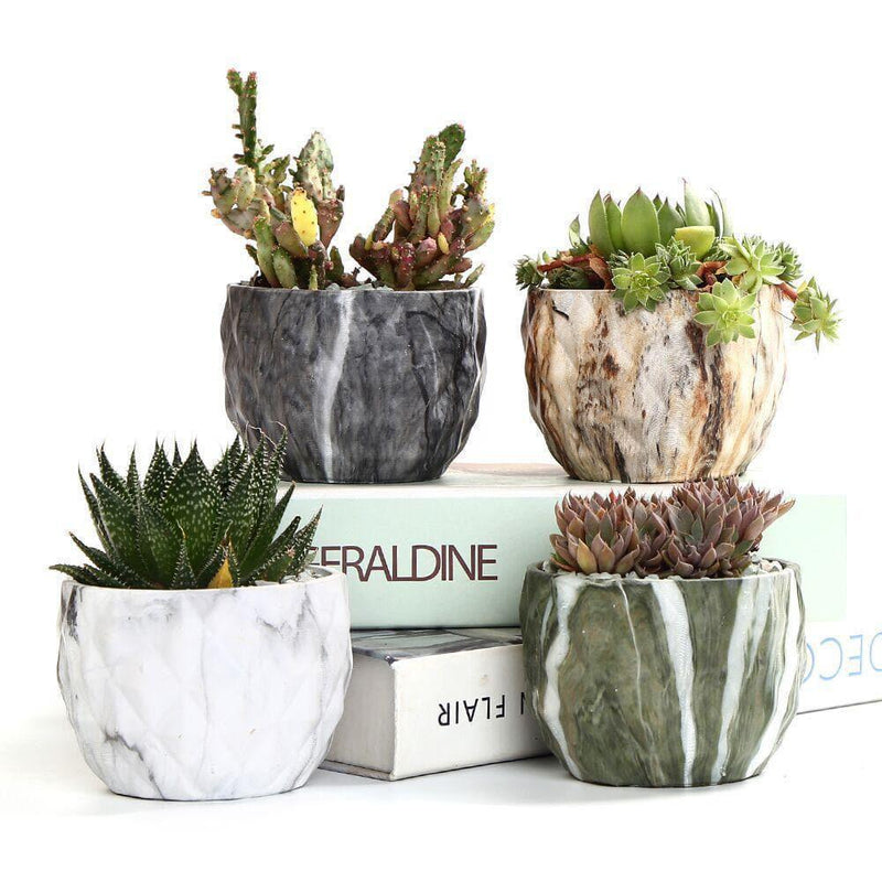 Modern Marbling Flower Pot Succulent pot Cactus Planter Pots Container Bonsai Planters with Hole 3.35Inch Perfect Gift Idea