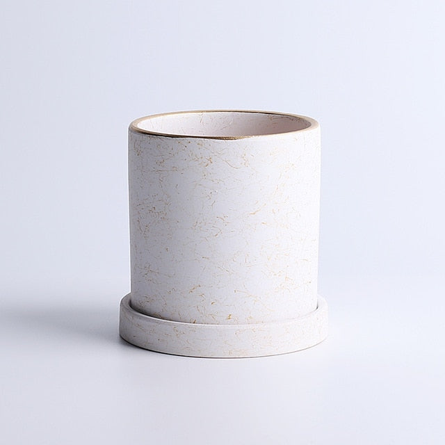 Marble Small Planter with Plate