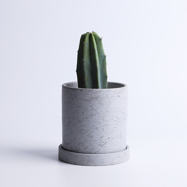 Marble Small Planter with Plate