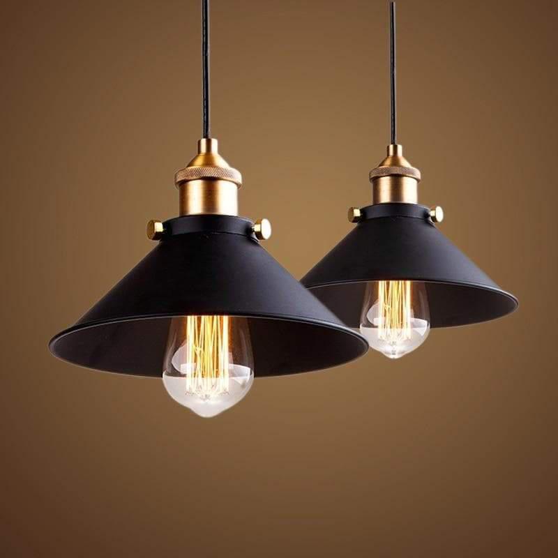 cone painted metal with brushed brass black gold pendant light