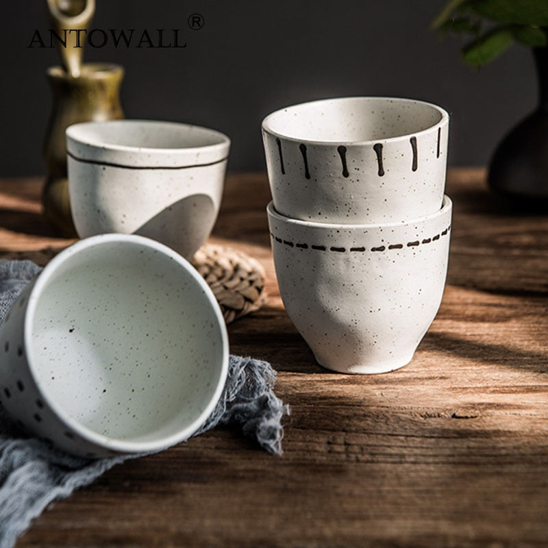 Japanese Style Vintage Hand Painted Ceramic Tea Cups