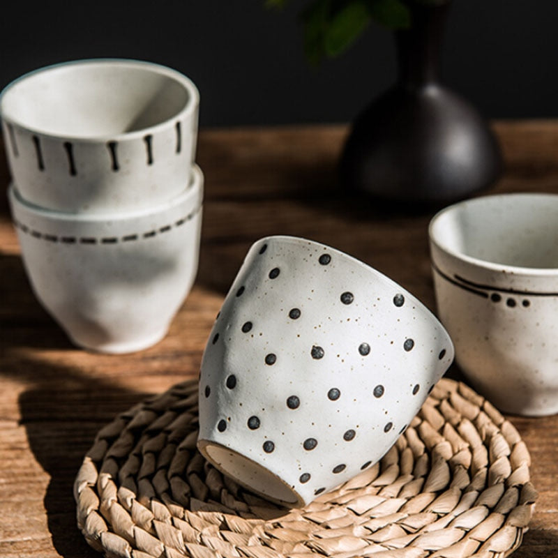 Japanese Style Vintage Hand Painted Ceramic Tea Cups