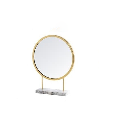 Home Decoration Marble Round Mirror with Iron Stand