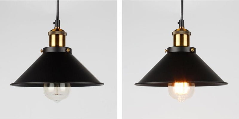 cone painted metal with brushed brass black gold pendant light