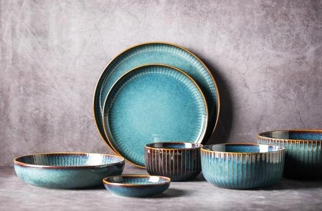 River Blue Ceramic Porcelain Dinnerware Set