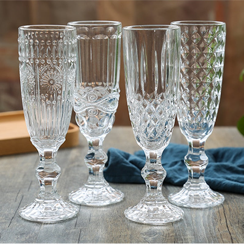 Vintage Embossed Goblets & Champagne Glass