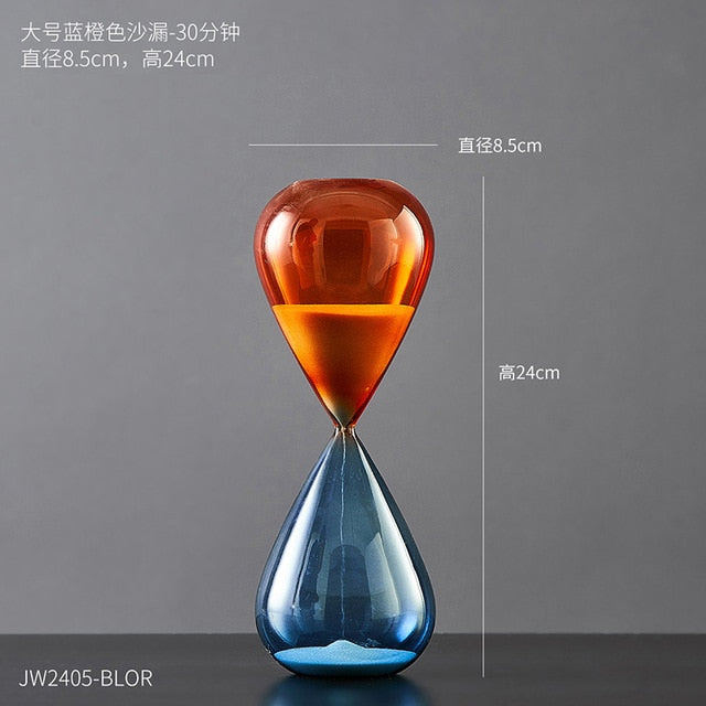 colored glass 15 minutes 30 minutes 60 minutes 5 minutes sand filled hourglass clock