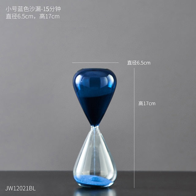 colored glass 15 minutes 30 minutes 60 minutes 5 minutes sand filled hourglass clock