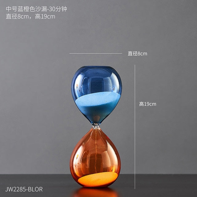 colored glass 15 minutes 30 minutes 60 minutes 5 minutes sand filled hourglass clock