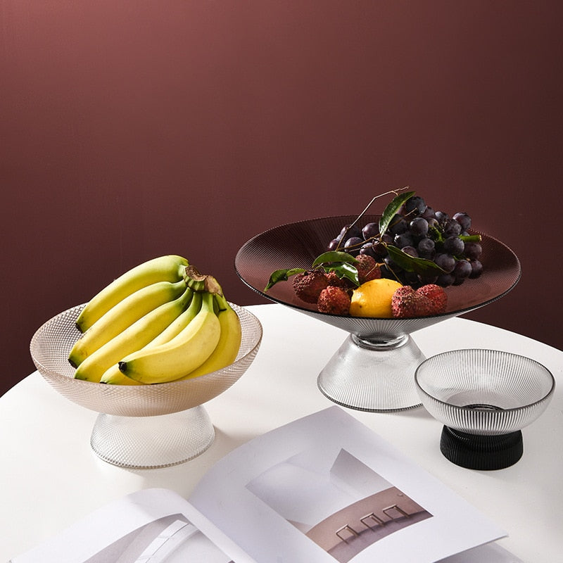 round Textured Glass  with Geometric shapes  hand blown glass bowl