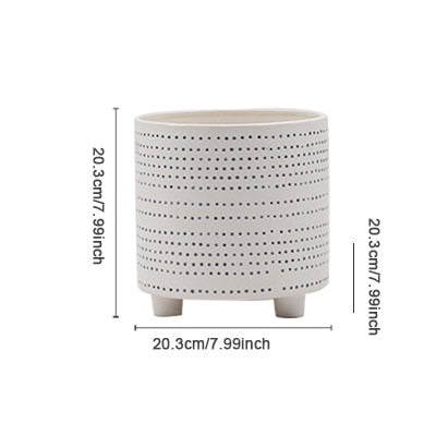 creative round white ceramic flowerpot planter