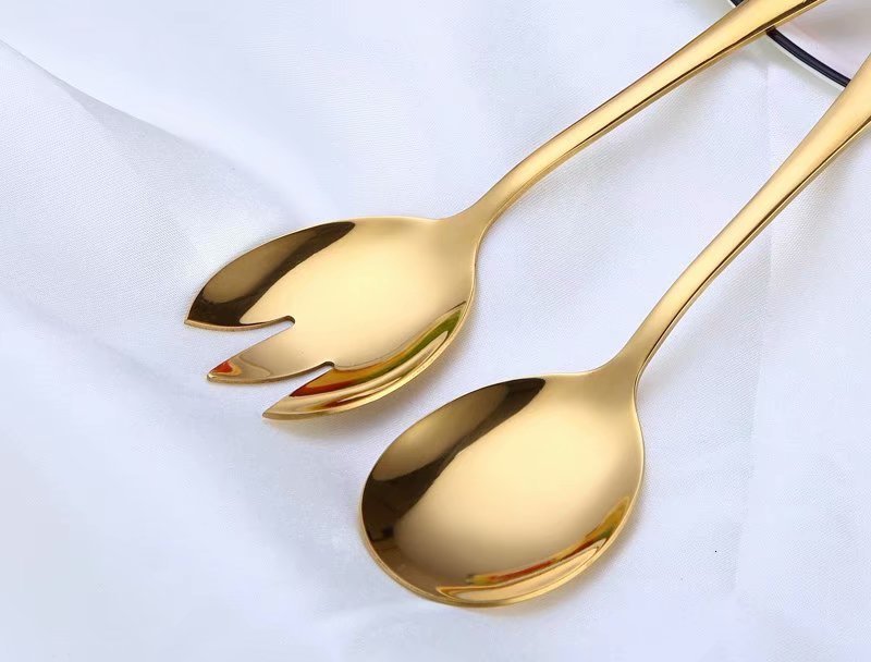 Western Stainless Steel Salad Cutlery Set Gold