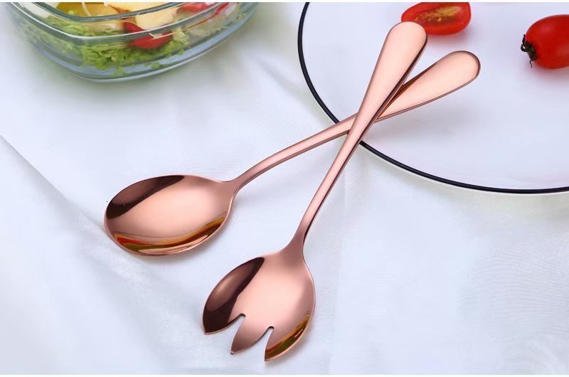 Western Stainless Steel Salad Cutlery Set Rose Gold