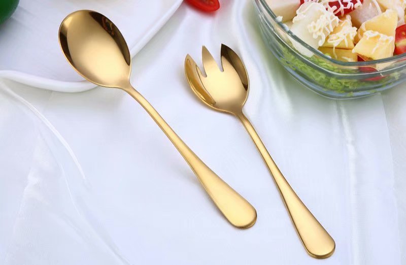 Western Stainless Steel Salad Cutlery Set Gold