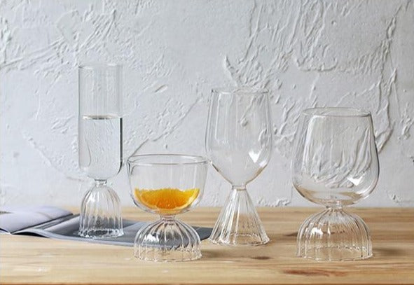 round Borosilicate Glass with scallop edge stand glass cups