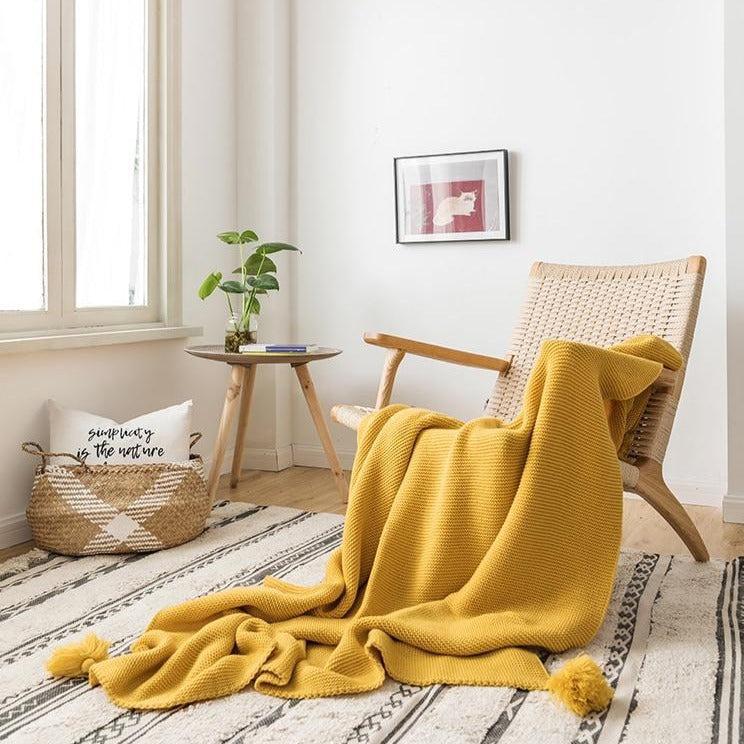 Mustard knit throw online blanket