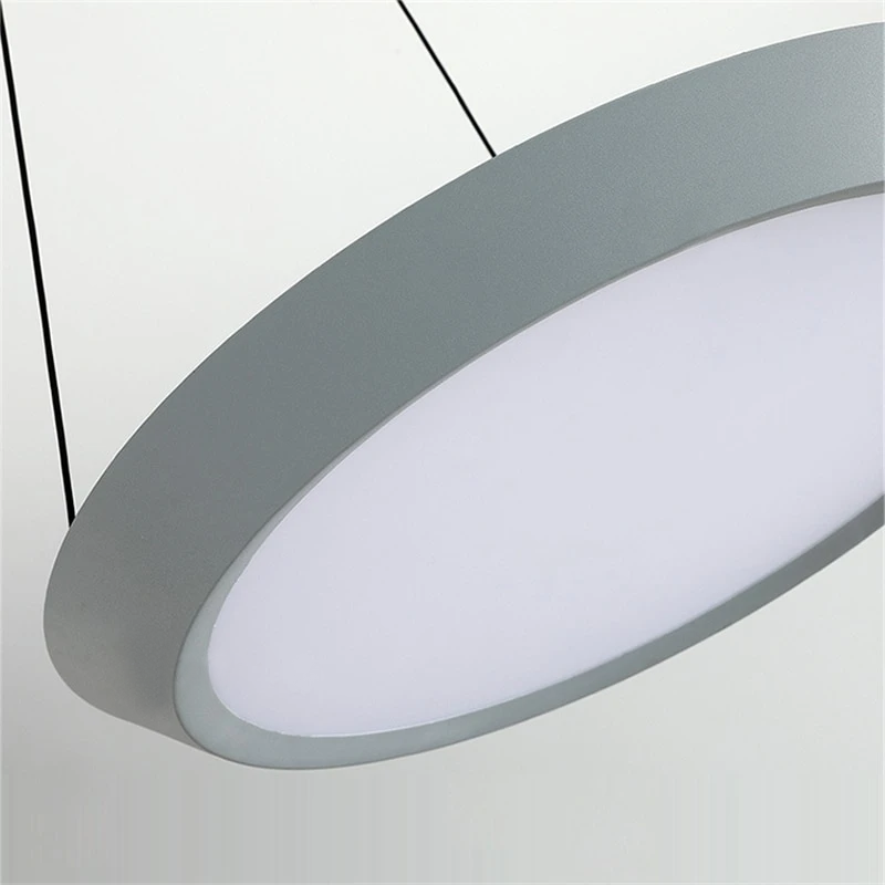 flat round grey LED hanging ceiling pendant light