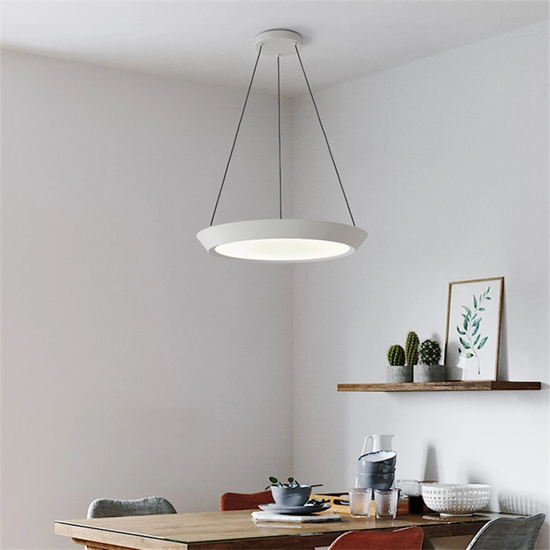 flat round white LED hanging ceiling pendant light