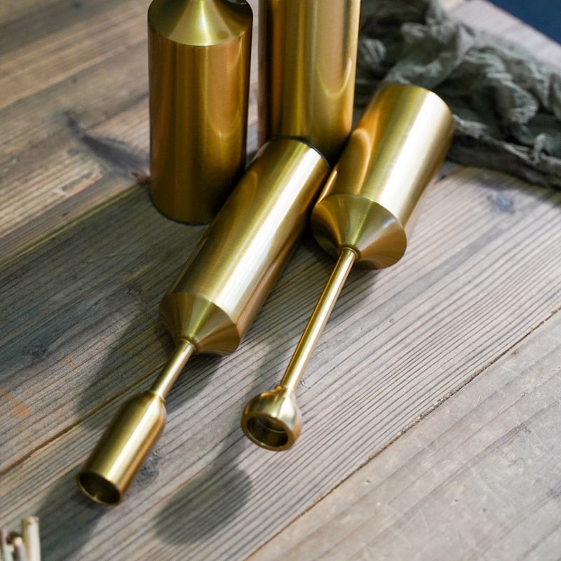 Rounded Gold Candle Holder Set