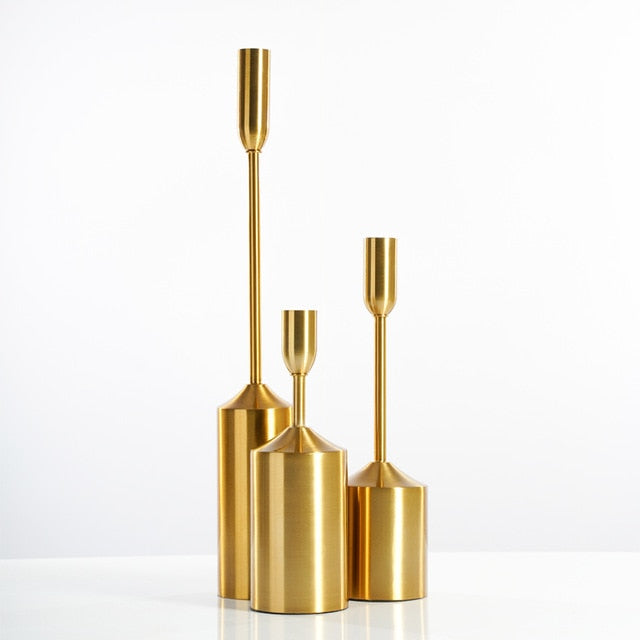 Rounded Gold Candle Holder Set