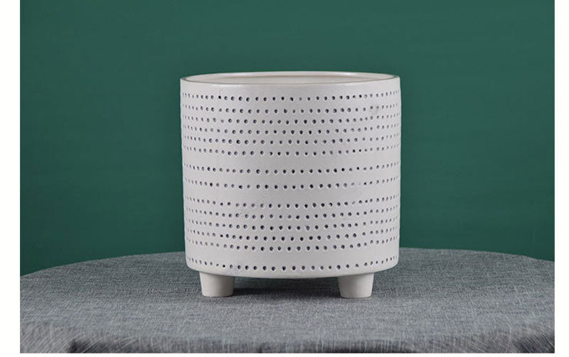 creative round white ceramic flowerpot planter