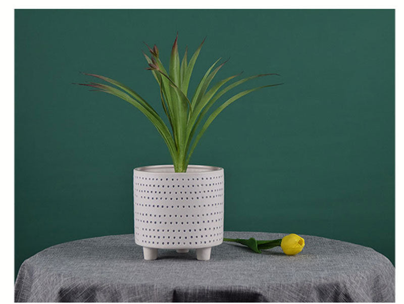 creative round white ceramic flowerpot planter