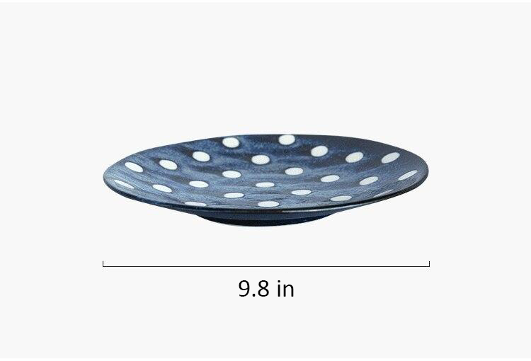 Round Blue Geometric Large Pattern Dish