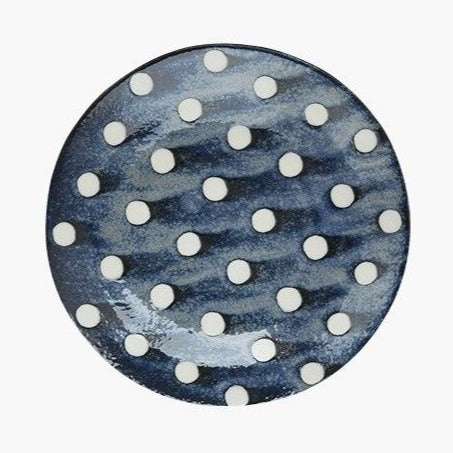 Round Blue Geometric Pattern Dish