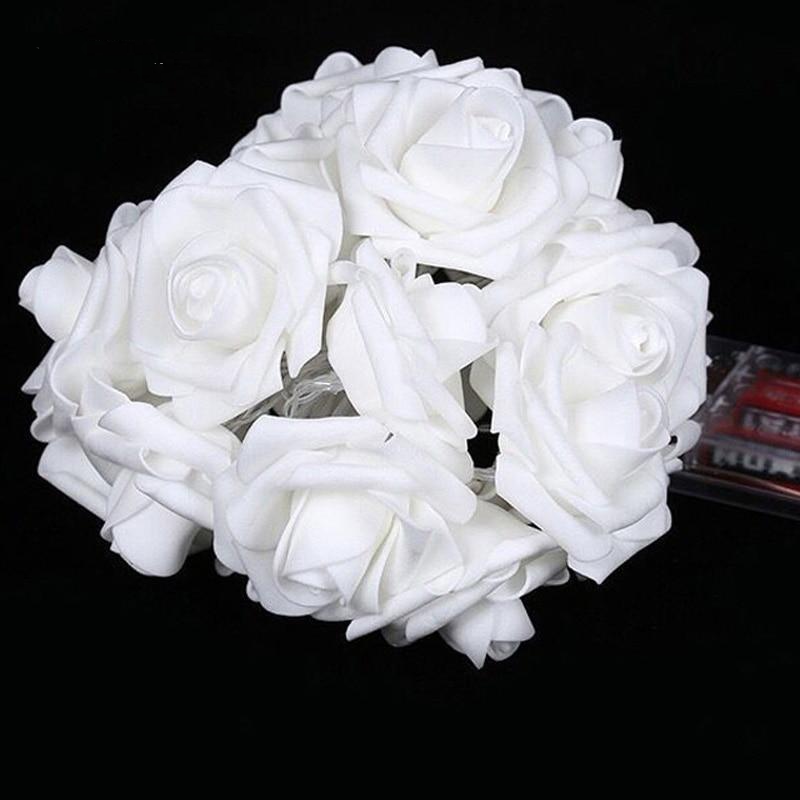 fake foam rose white fairy lights