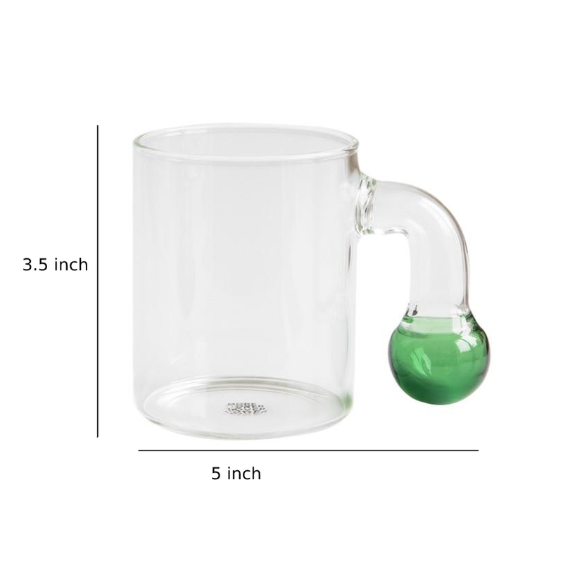 cylinder Borosilicate Glass with green sphere end handle clear glass pitcher and cups