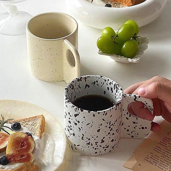 rounded splashed ink ceramic mug with handle