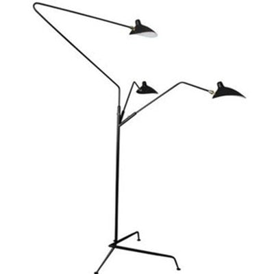 cone iron base aluminum shade industrial black floor lamp with 3 lights