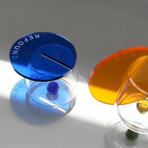 round acrylic Glass green blue orange coaster cups