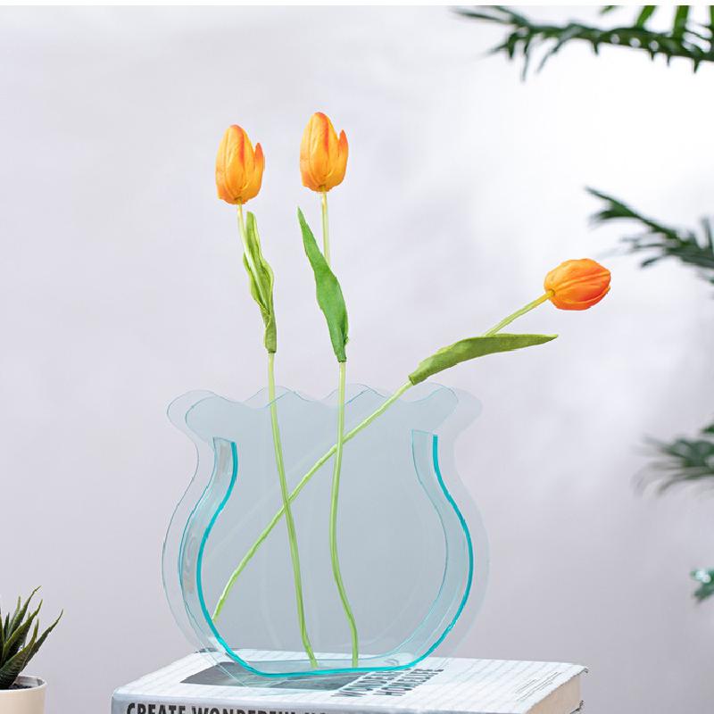 transparent multicolor hydroponic acrylic basket shape flower vase