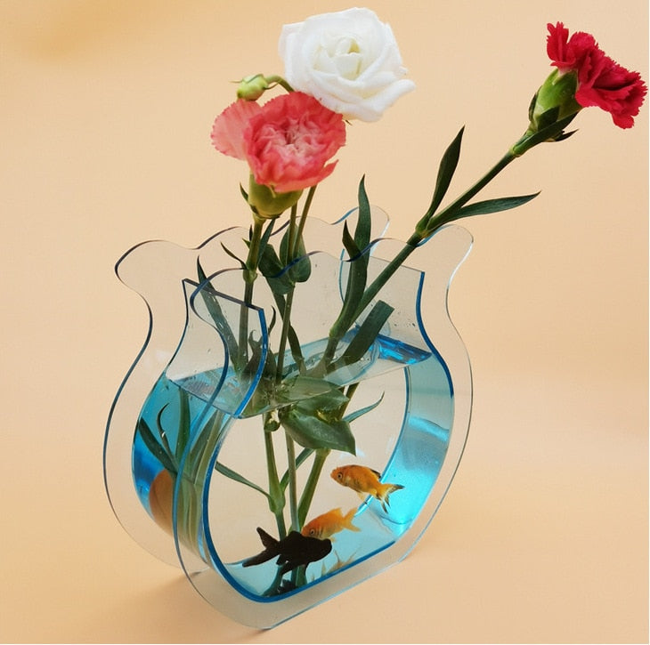 transparent multicolor hydroponic acrylic basket shape flower vase