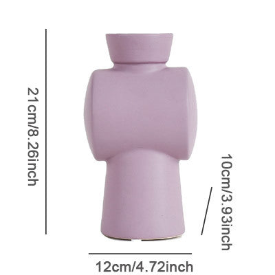 Lilac & Cream Ceramic Accent Vases