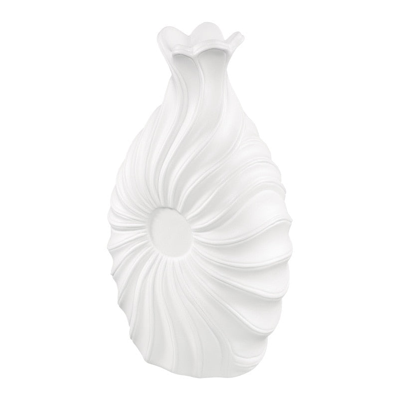 abstract textured stripe ceramic white tabletop vase 