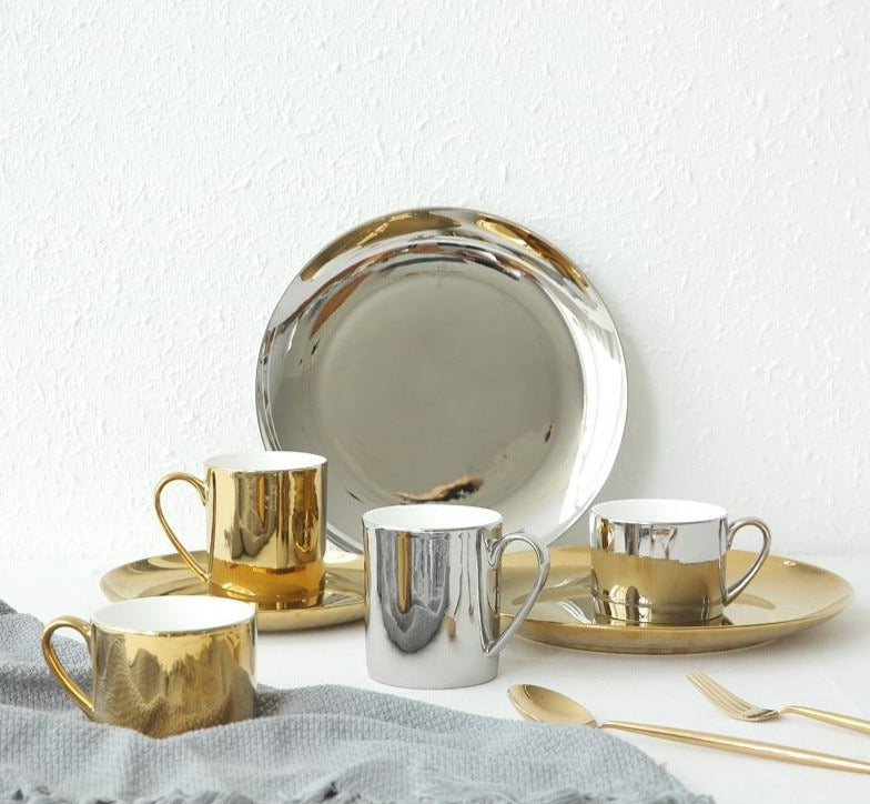 Bella Metallic Glazed Ceramic Plates & Trays