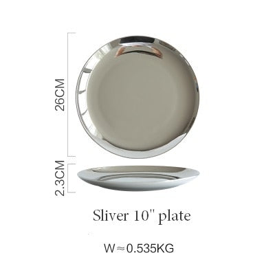 Bella Metallic Glazed Ceramic Plates & Trays