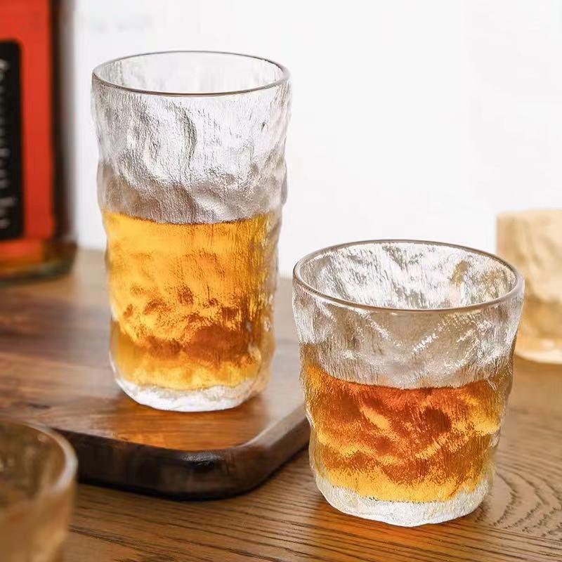 textured transparent glass cup