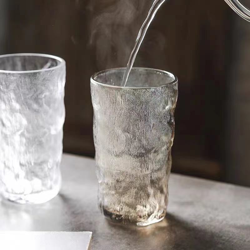 textured transparent glass cup