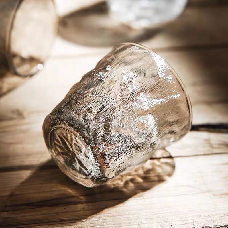 textured transparent glass cup