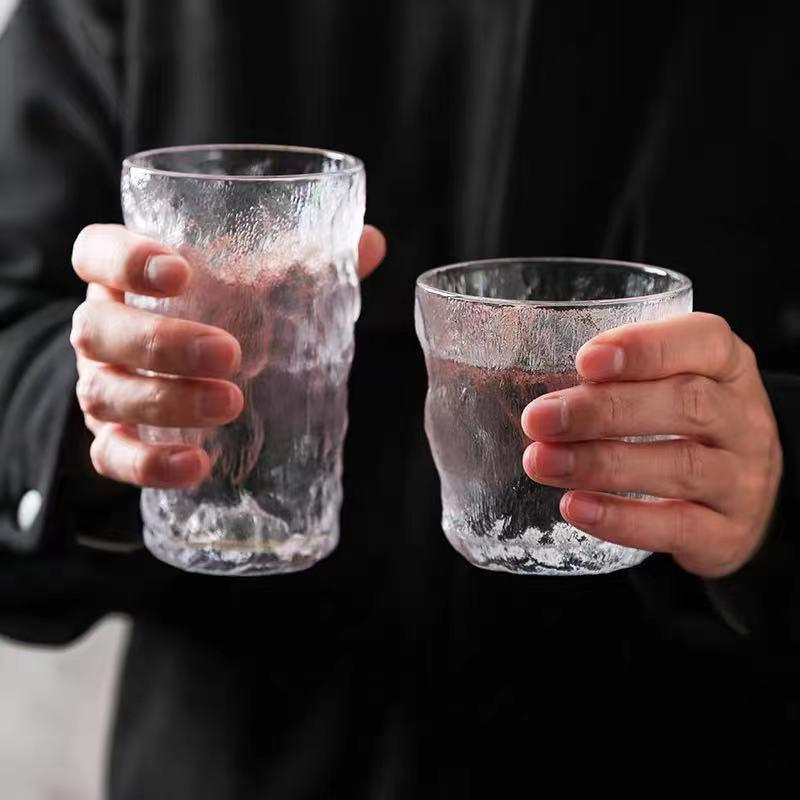 textured transparent glass cup