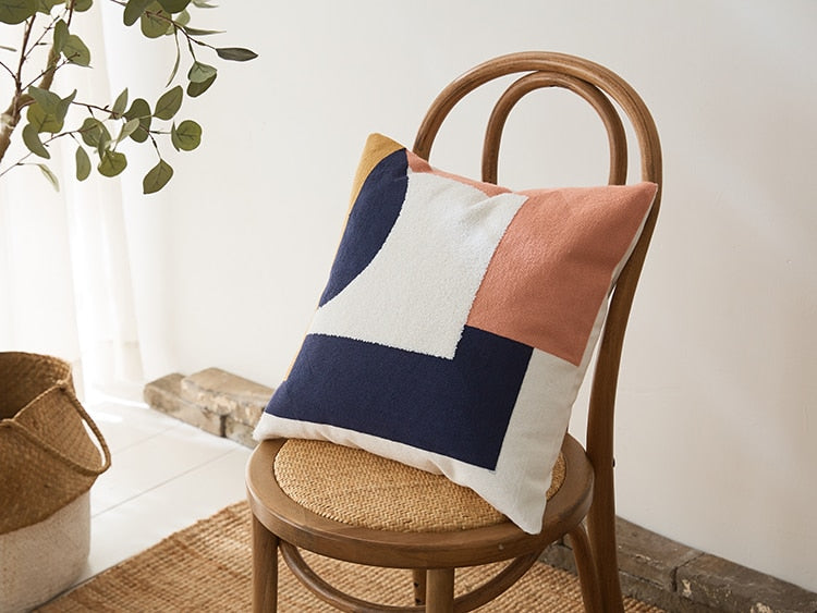 Square Colorful Geometric Pillow